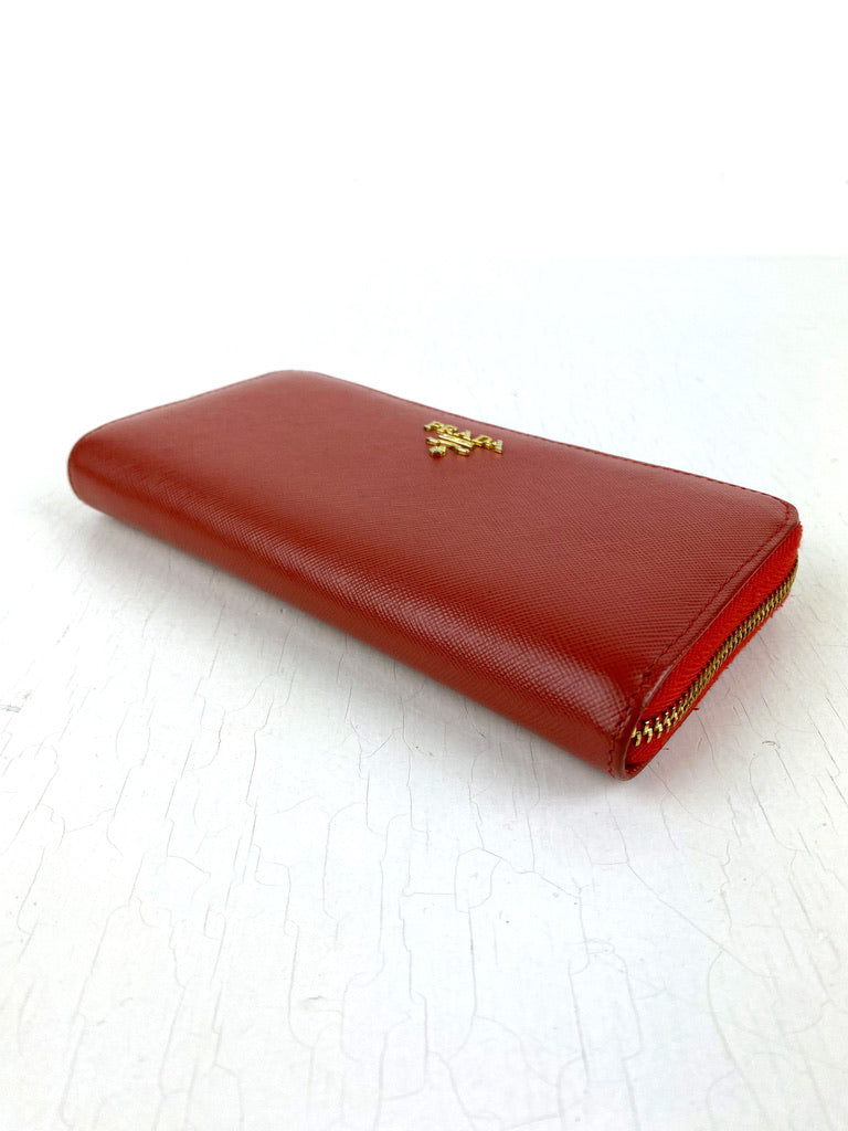 Prada Saffiano Leather Wallet - Rød - (Nypris ca 6.000 kr)