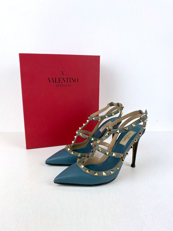 Valentino Rockstud Stiletter Blå - Str 40 - (Nypris 5.440 kr)