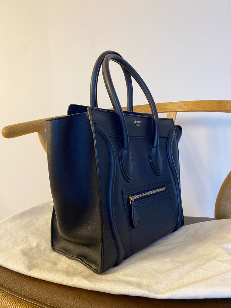 Celine Micro Luggage Handbag/Taske - Mørkeblå/Navy Blue - (Nypris 21.500 kr)