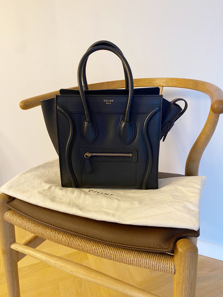 Celine Micro Luggage Handbag/Taske - Mørkeblå/Navy Blue - (Nypris 21.500 kr)