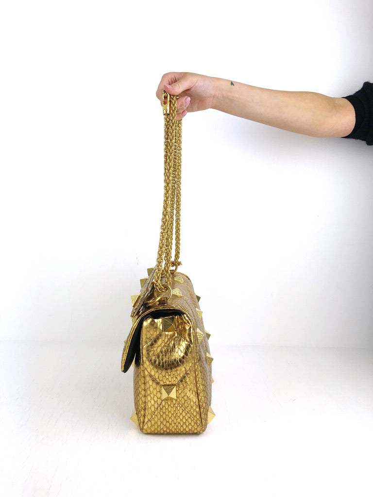 Valentino Large Roman Stud Elaphe Chain Bag/Taske