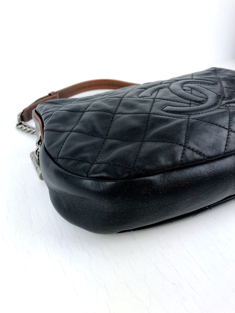 Chanel Country Quilt Lambskin Schoulder Bag- Sort Med Brun Strop