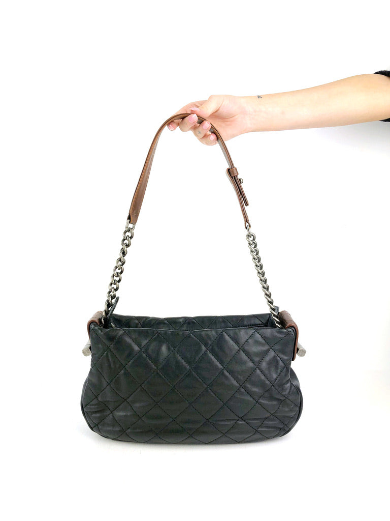 Chanel Country Quilt Lambskin Schoulder Bag- Sort Med Brun Strop