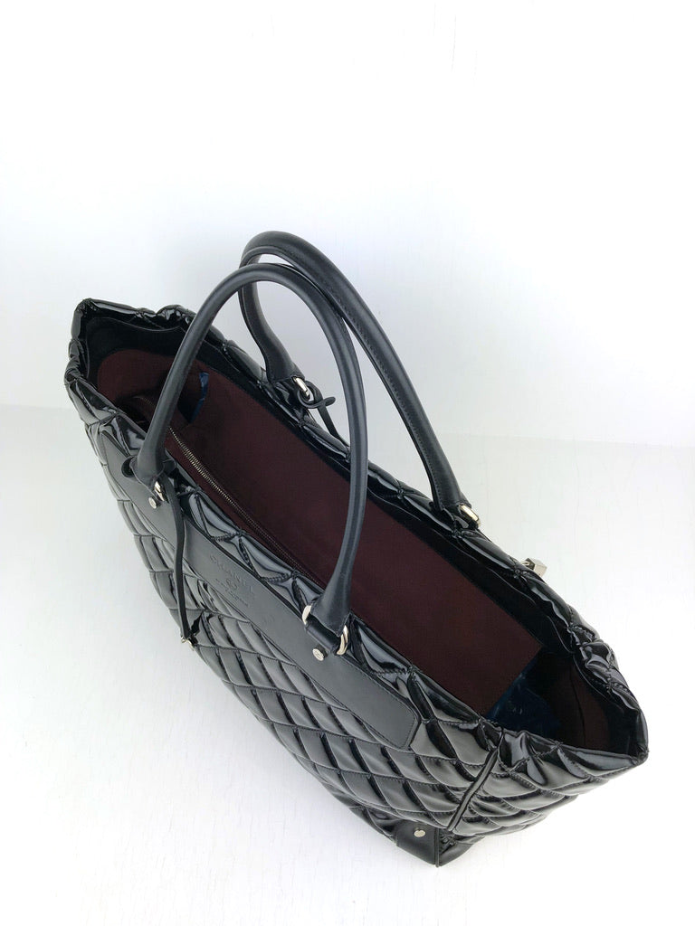 Chanel Tote Bag - Sort Lak Med Sølvhardware