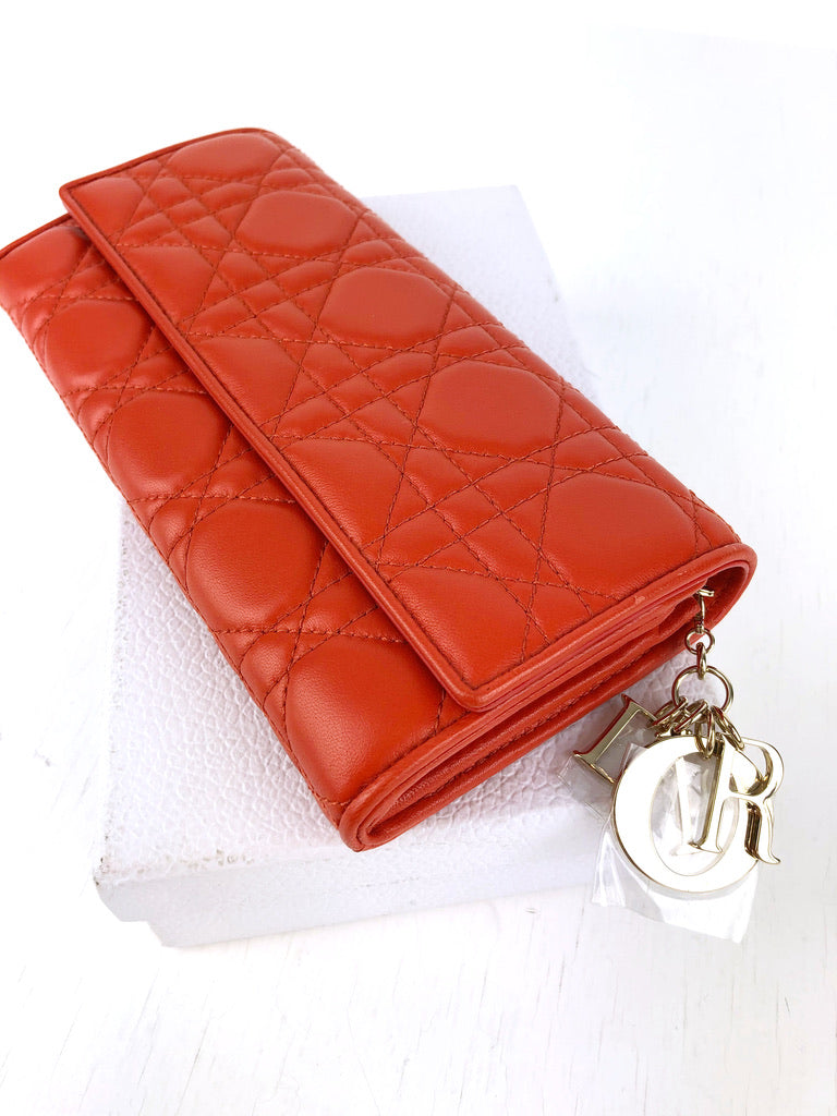 Lady Dior Long Wallet/Wallet On Chain - Orange