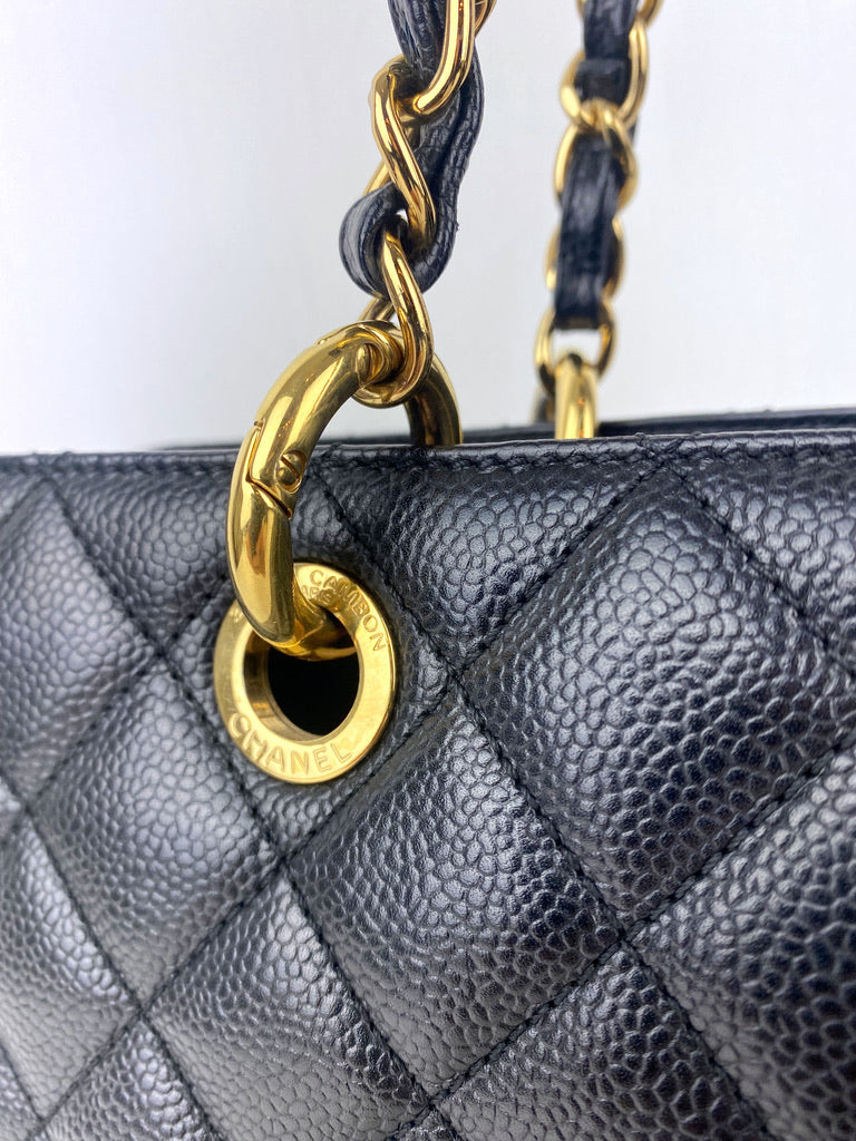 Chanel Gst Caviar Tote Bag - Sort Med Guldhardware