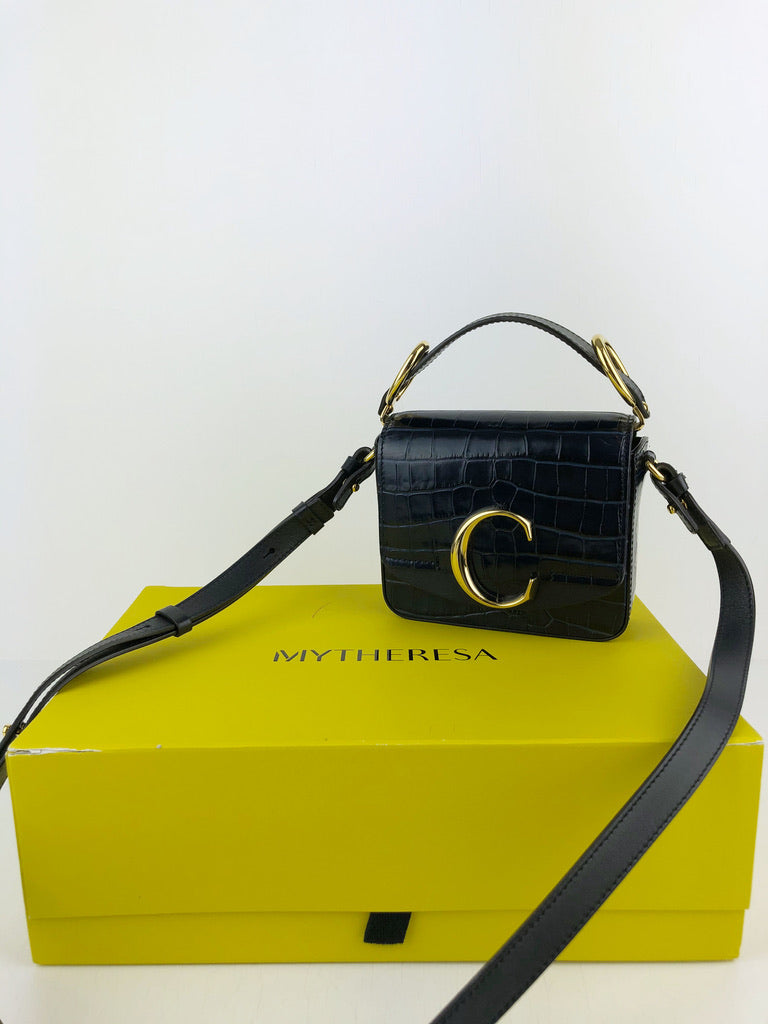 Chloé Mini C Bag Embossed Croc Effect Calfskin