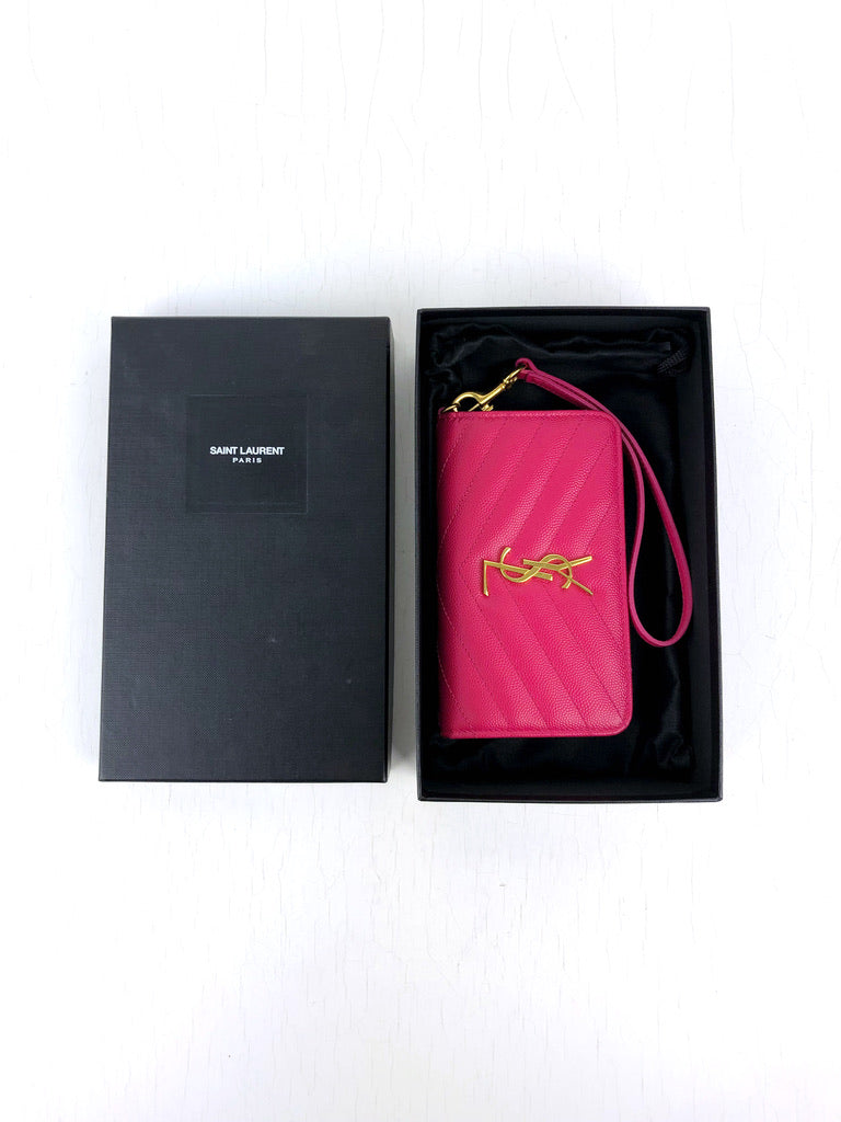 Saint Laurent Pink Kortholder/Wallet Case/Phone Case