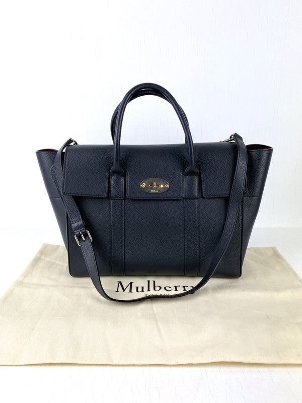 Mulberry Bayswater Bag - Mørkeblå Med Sølvhardware