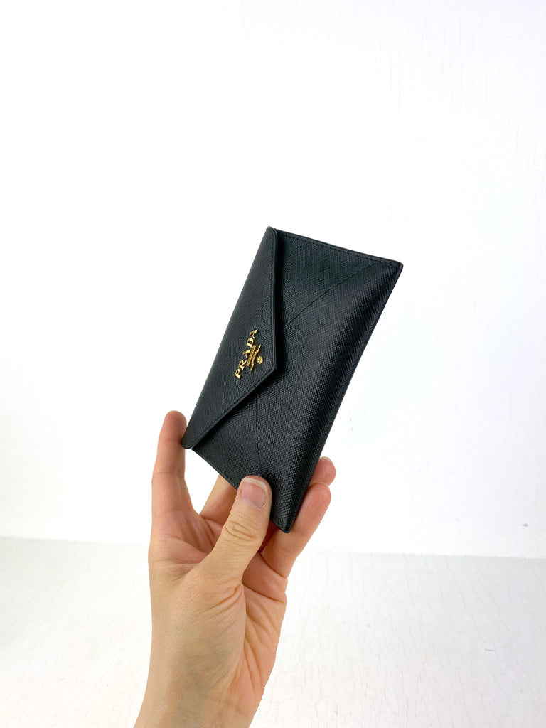 Prada Envelope-Shaped Wallet - Black