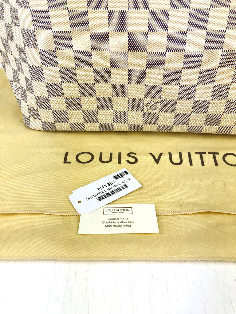 Louis Vuitton Neverfull Damier Azur MM Taske