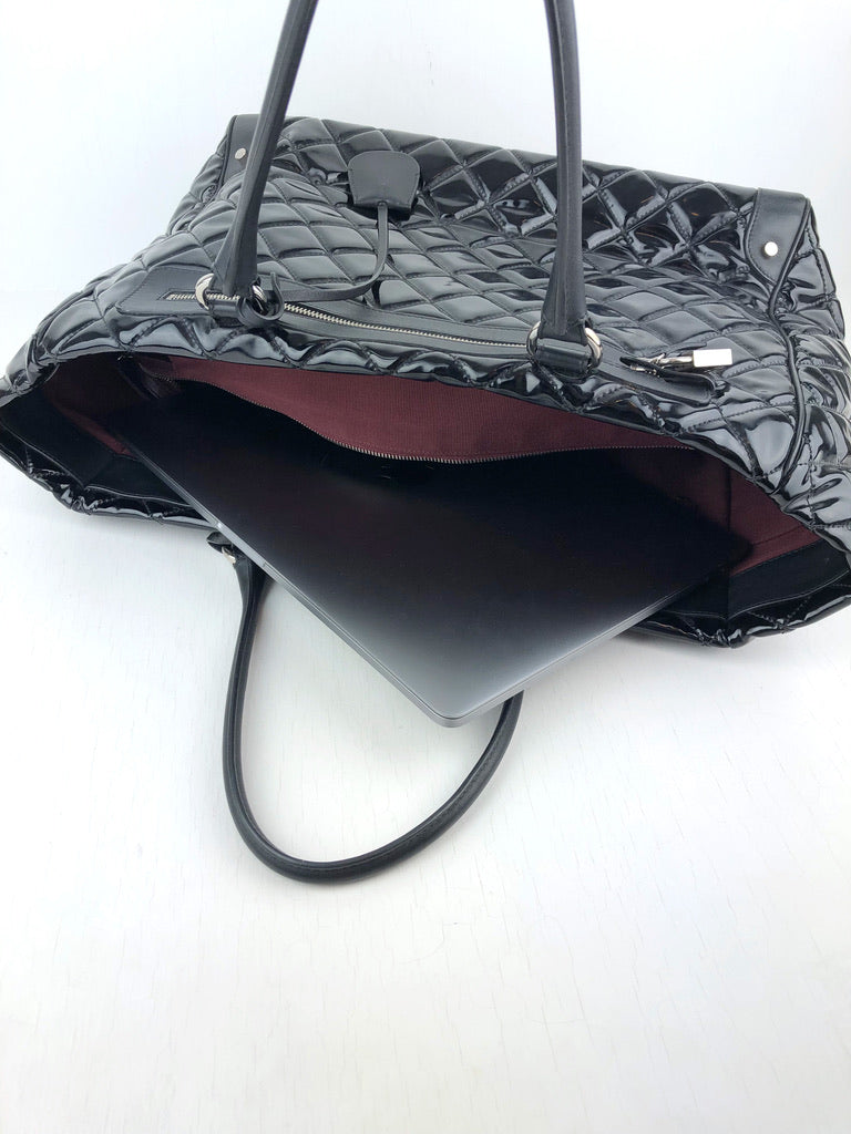 Chanel Tote Bag - Sort Lak Med Sølvhardware