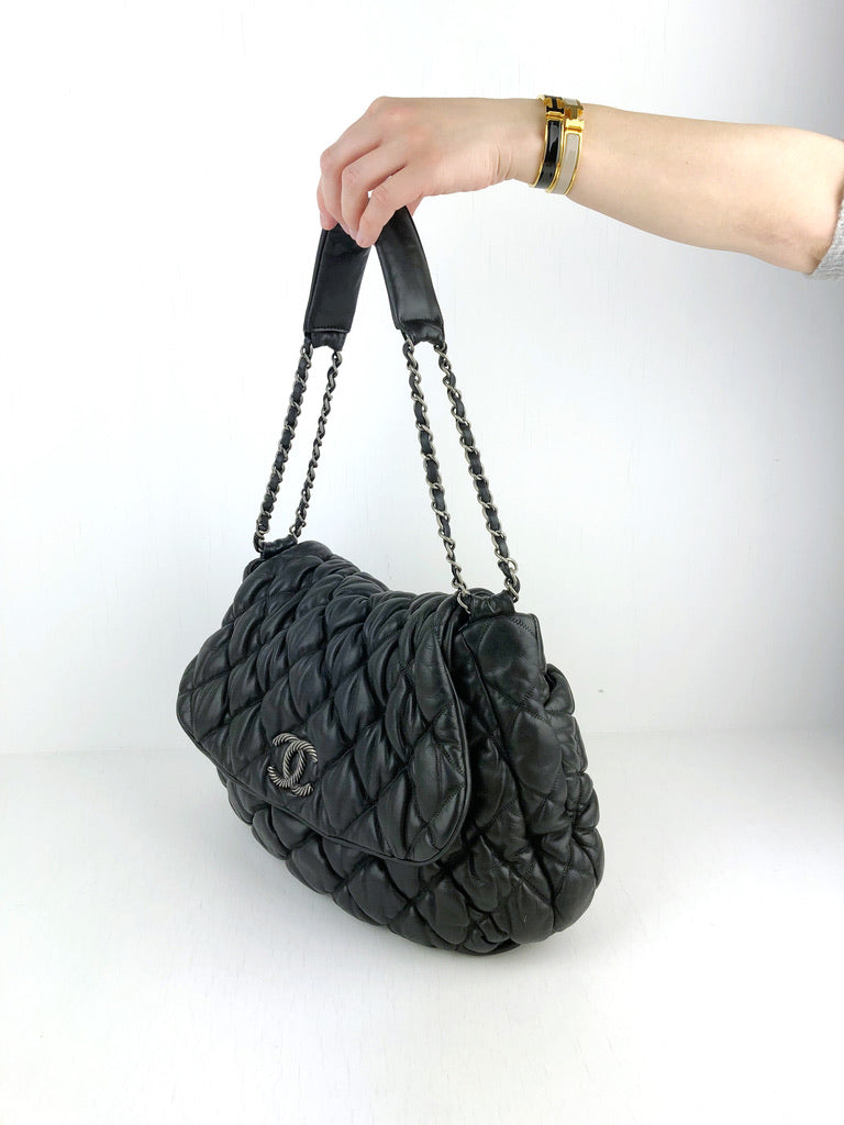 Chanel Bubble Bag Quilted Lambskin/Skuldertaske - Sort