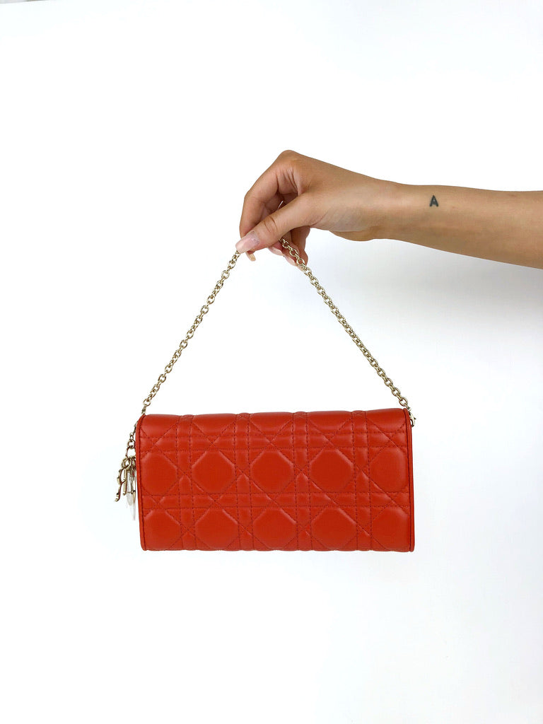 Lady Dior Long Wallet/Wallet On Chain - Orange