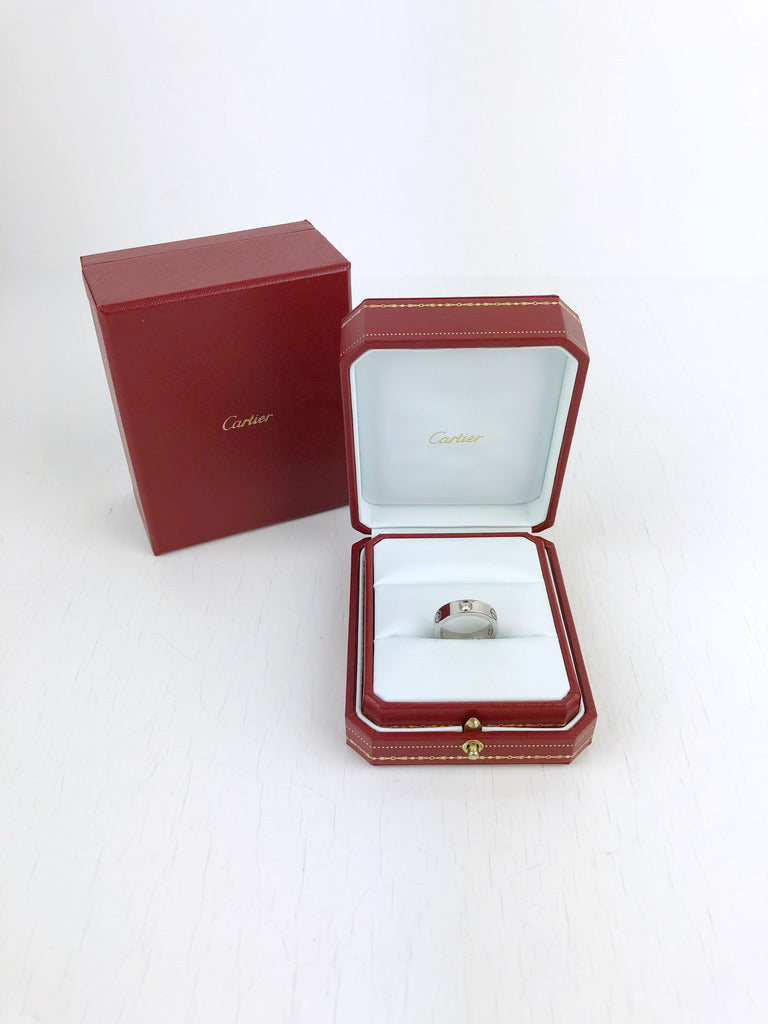 Cartier Love Ring , 3 Diamonds - 18 Karat Hvidguld Ring - Str 55