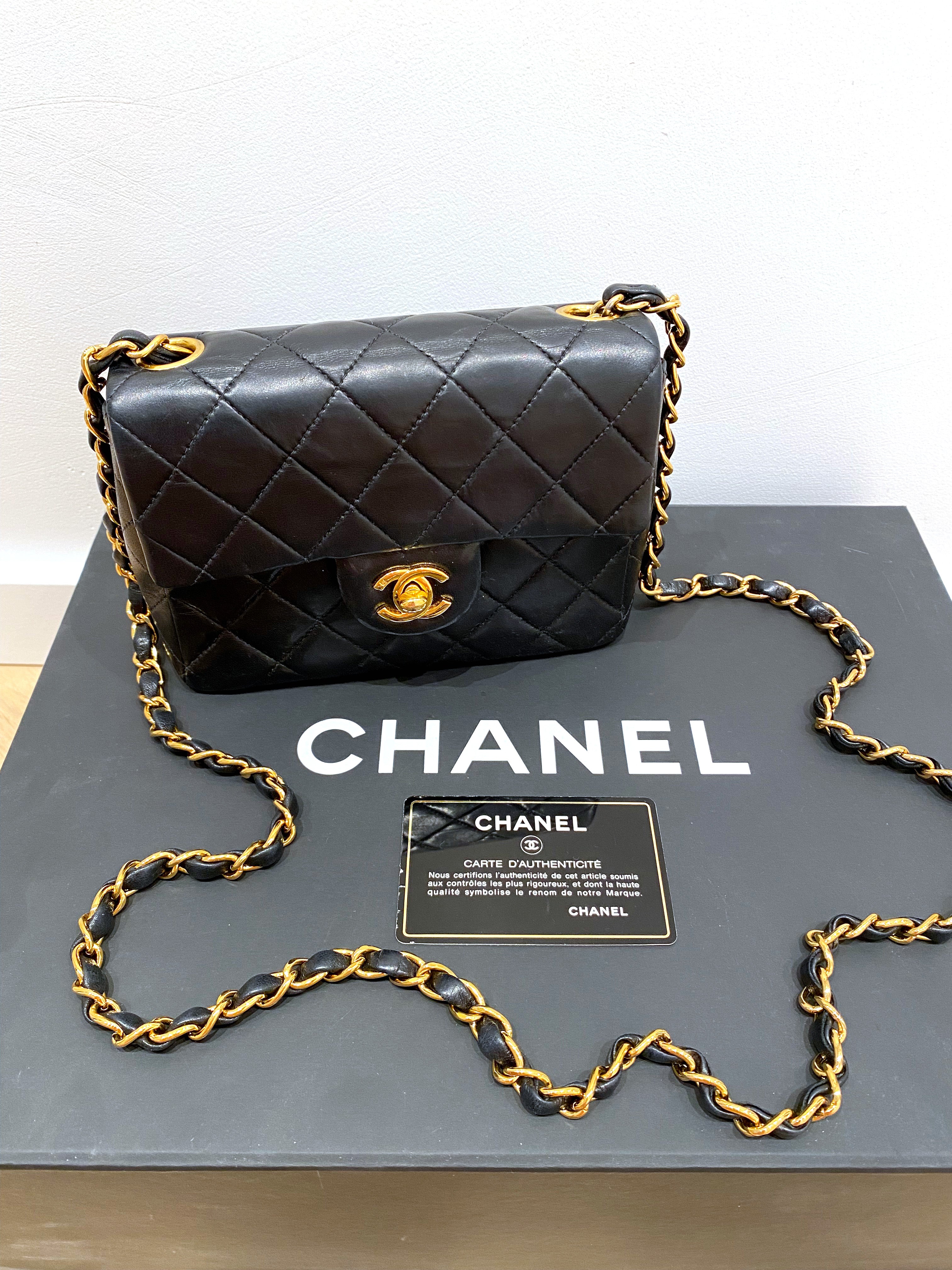 Chanel Mini Flap Bag Vintage - Sort Med Guldhardware